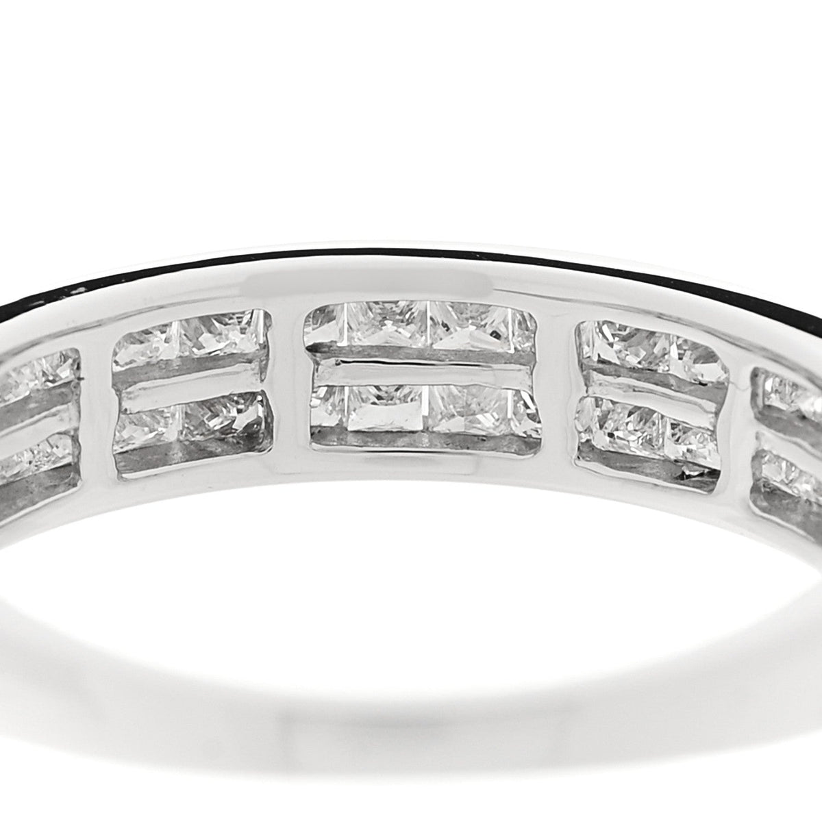 18K White Gold Diamond .80ctw Princess Cut Half Eternity Band Ring  52 6