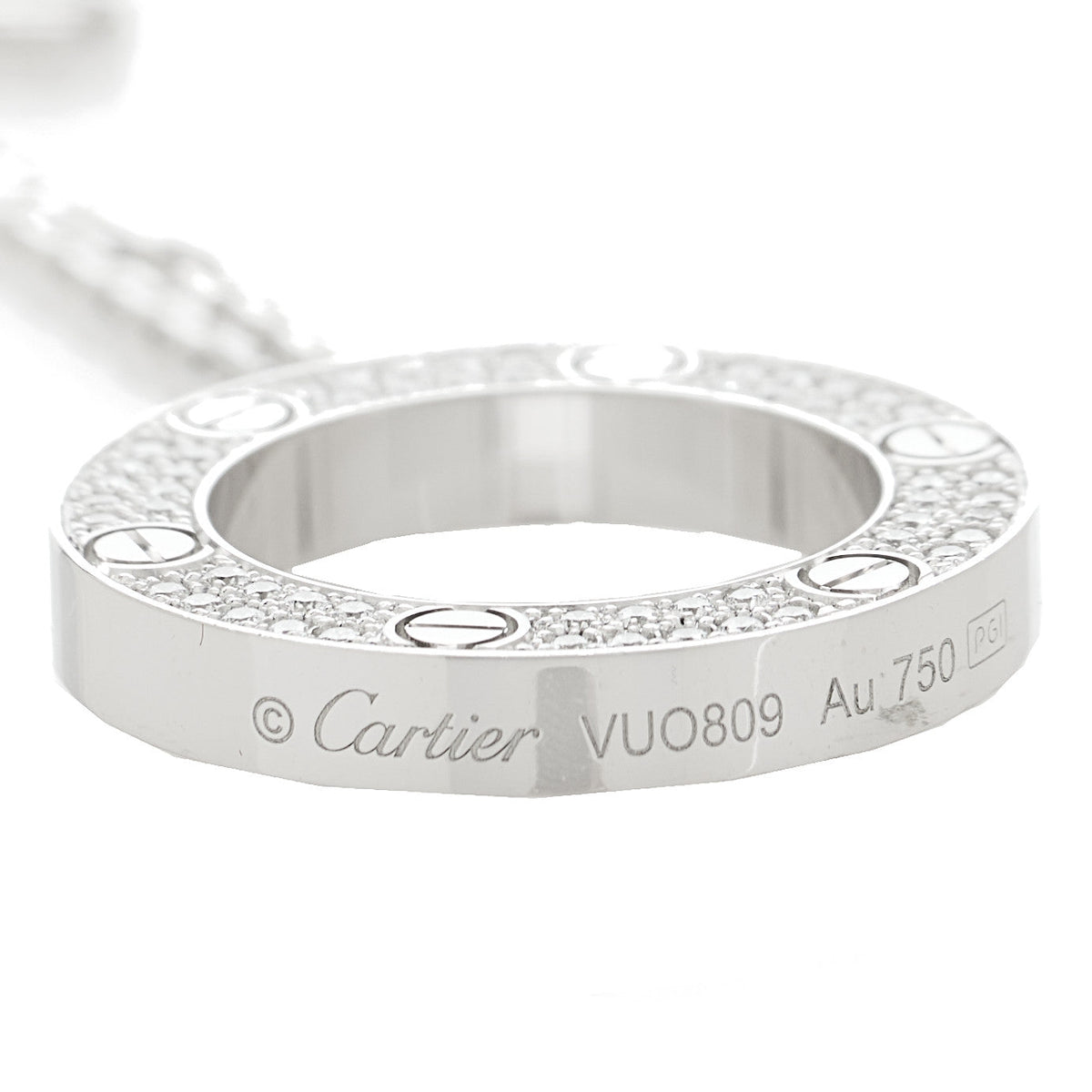 18K White Gold Diamond LOVE Paved Necklace