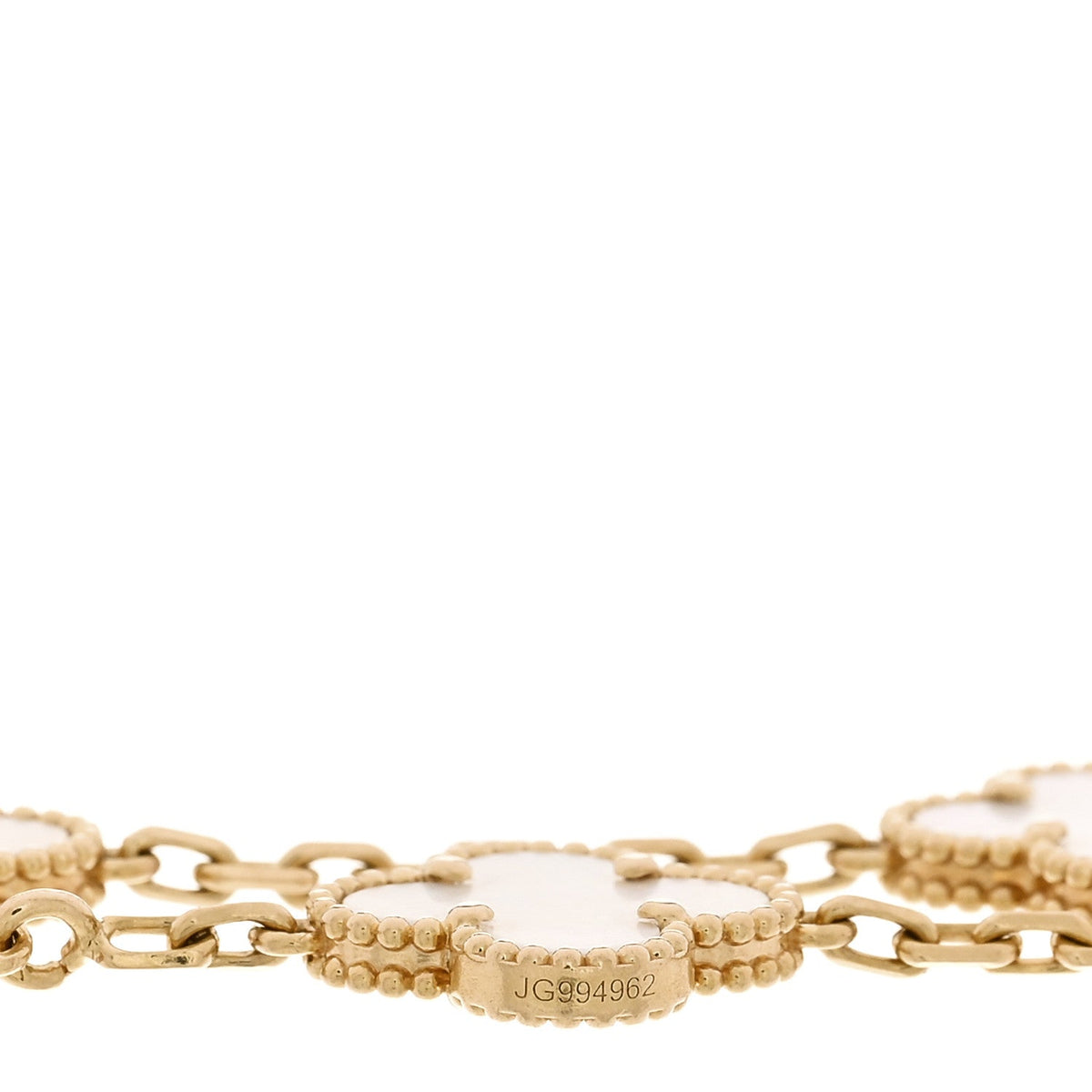 18K Yellow Gold Mother of Pearl 5 Motifs Vintage Alhambra Bracelet