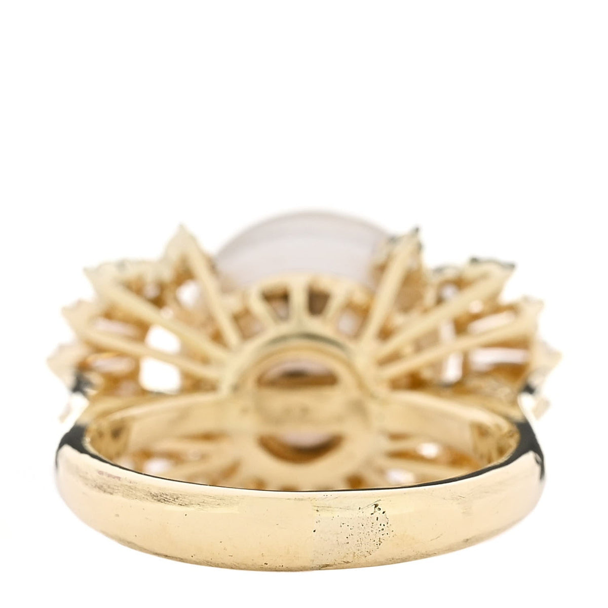 14K Yellow Gold Diamond Cultured Pearl Cocktail Ring 46 3.75