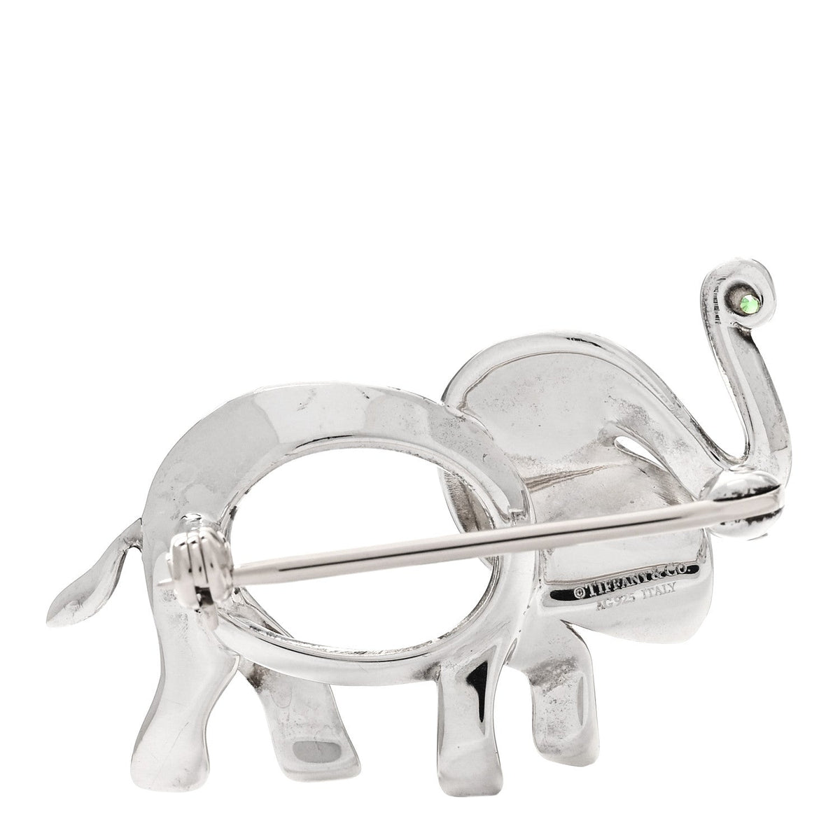 Sterling Silver Tsavorite Save the Wild Elephant Brooch