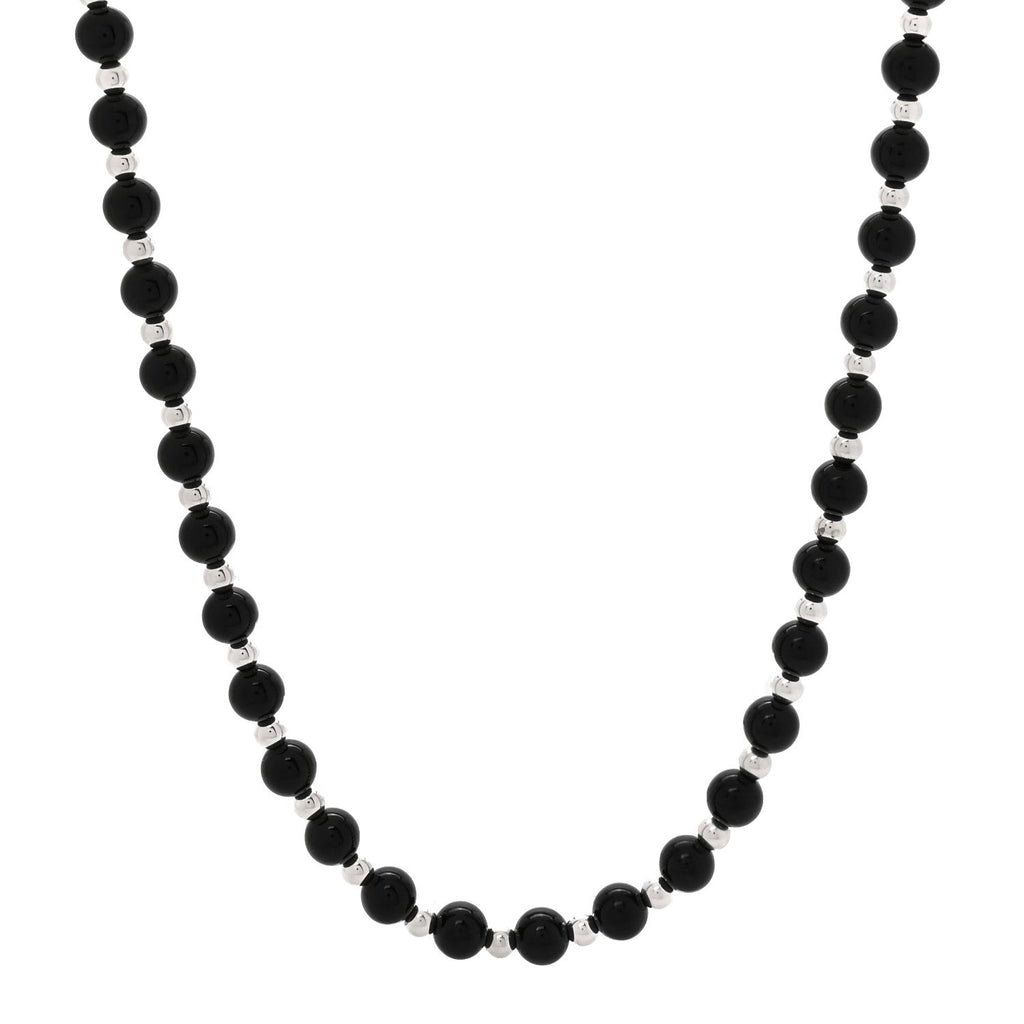 Sterling Silver Black Onyx Bead Necklace