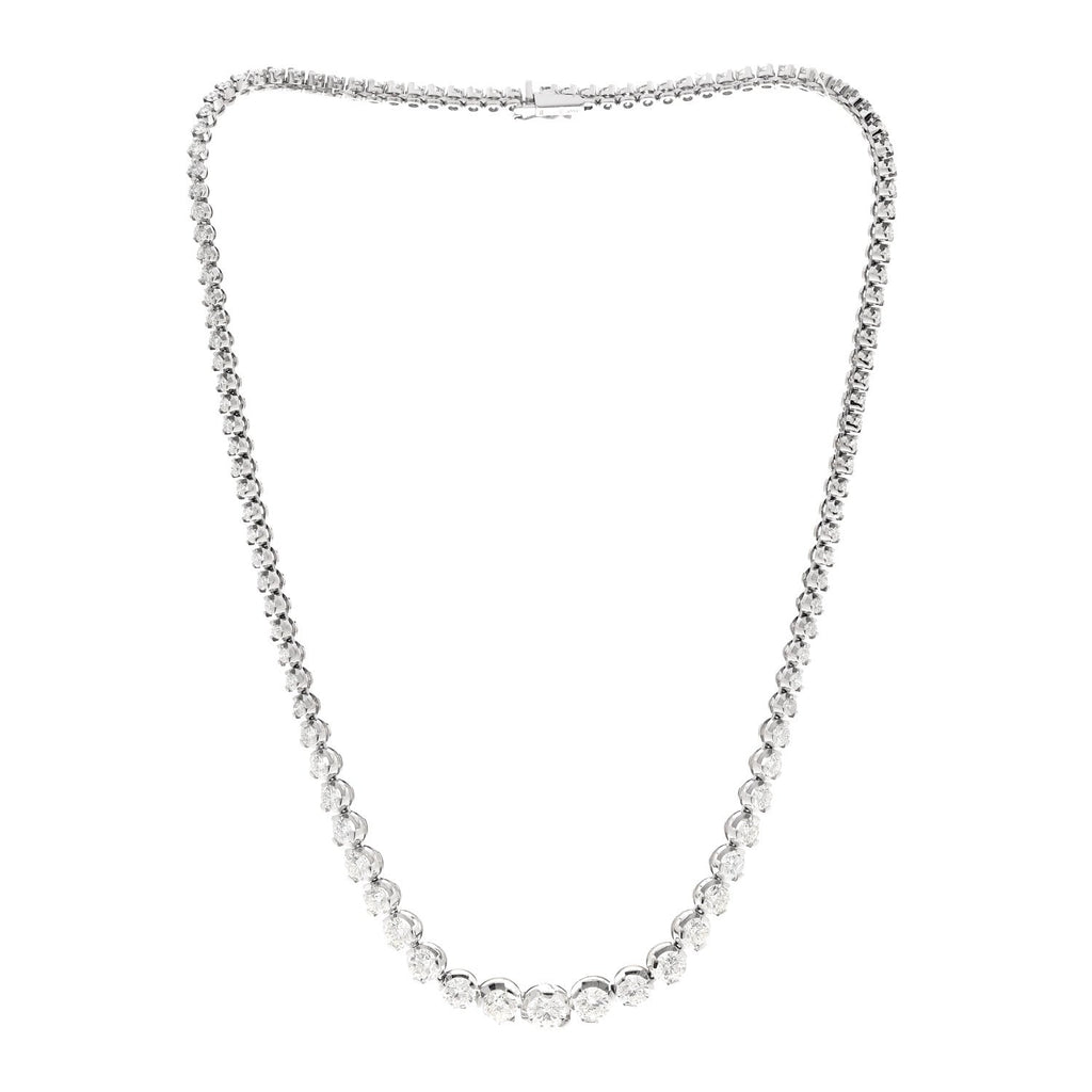 14K White Gold Diamond 10.03ctw Graduated Necklace