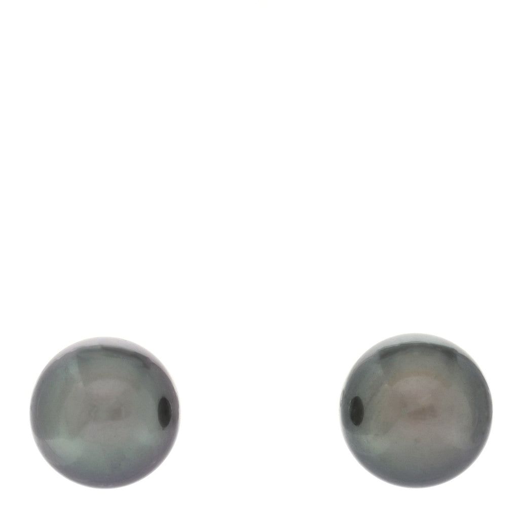 18K White Gold Black South Sea Cultured Pearl 8.5-9mm Stud Earrings