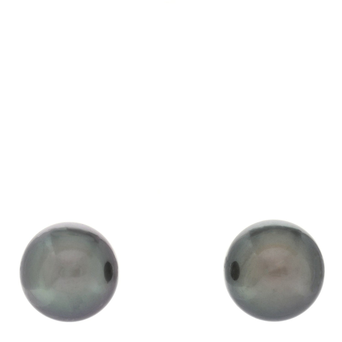 18K White Gold Black South Sea Cultured Pearl 8.5-9mm Stud Earrings