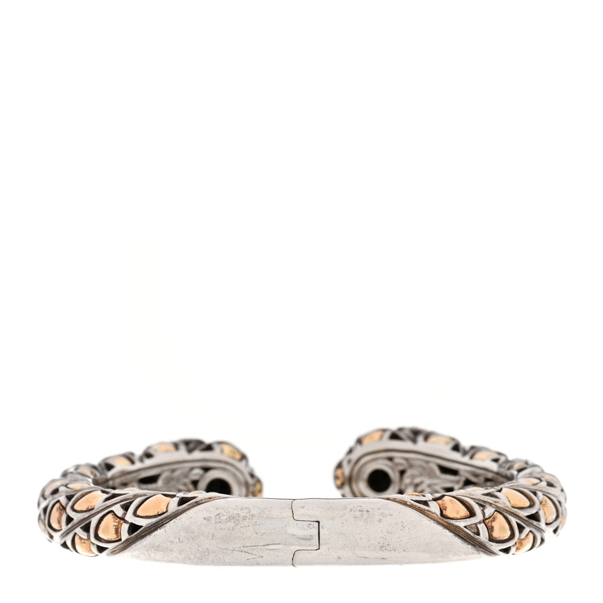 Sterling Silver 18K Yellow Gold Black Sapphire Legends Naga Cuff Bracelet