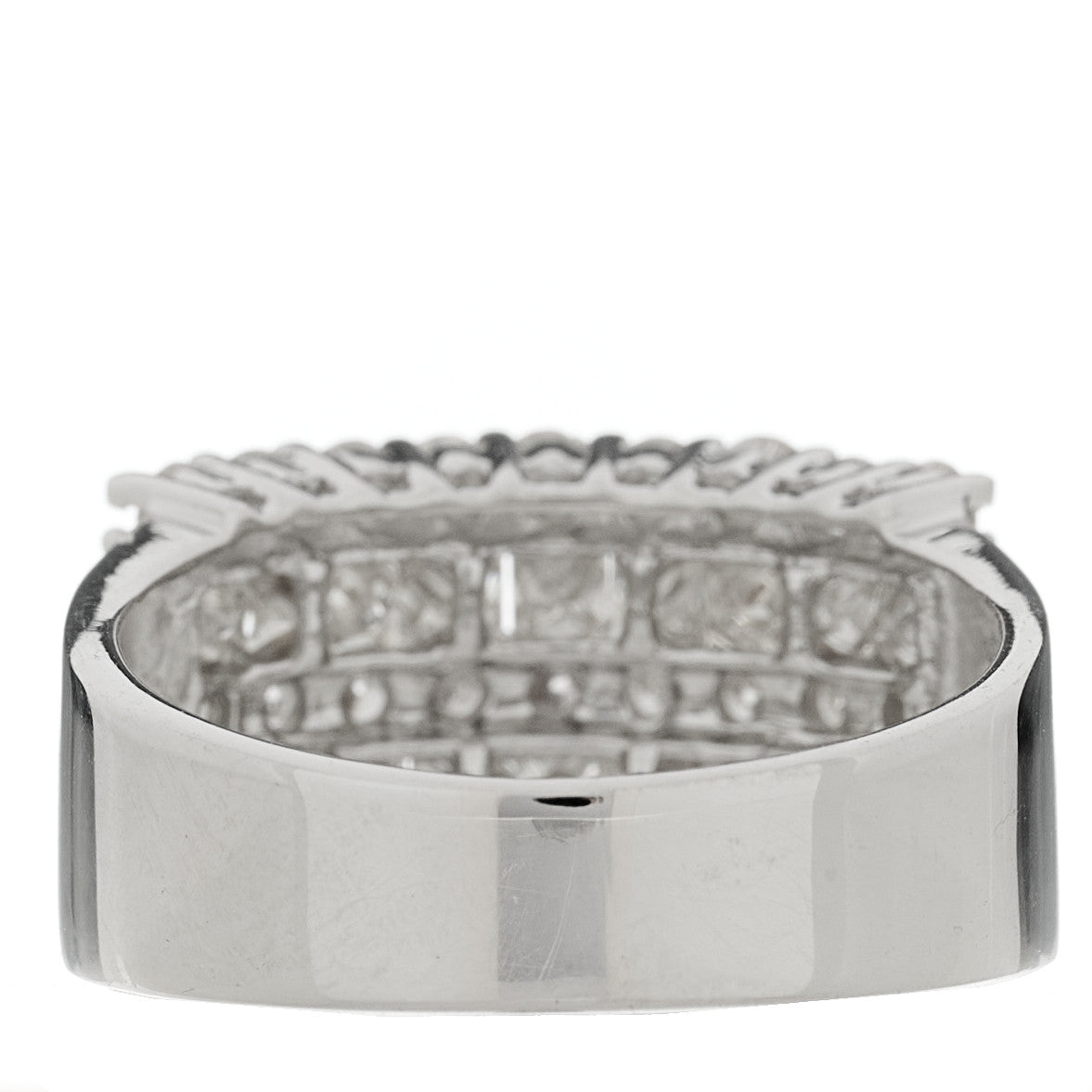14K White Gold Diamond 1.71ctw Five Row Round Princess Cut Band Ring 54 7