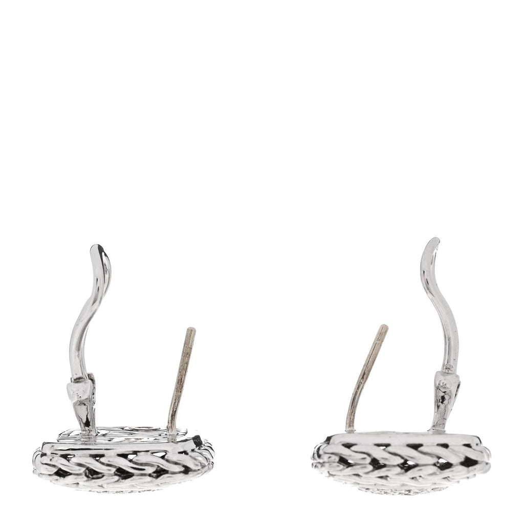 Sterling Silver 18K Yellow Gold Diamond Classic Chain Square Earrings