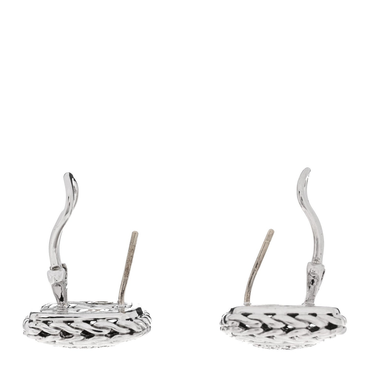 Sterling Silver 18K Yellow Gold Diamond Classic Chain Square Earrings