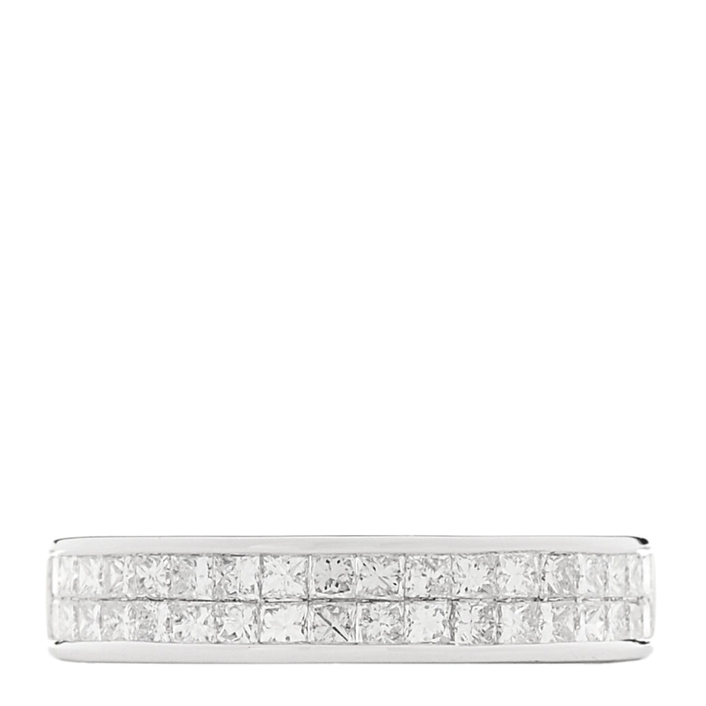 18K White Gold Diamond .80ctw Princess Cut Half Eternity Band Ring  52 6