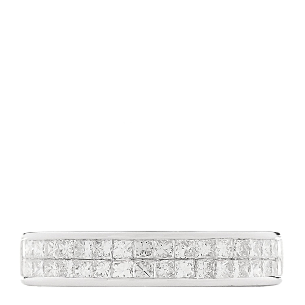 18K White Gold Diamond .80ctw Princess Cut Half Eternity Band Ring  52 6