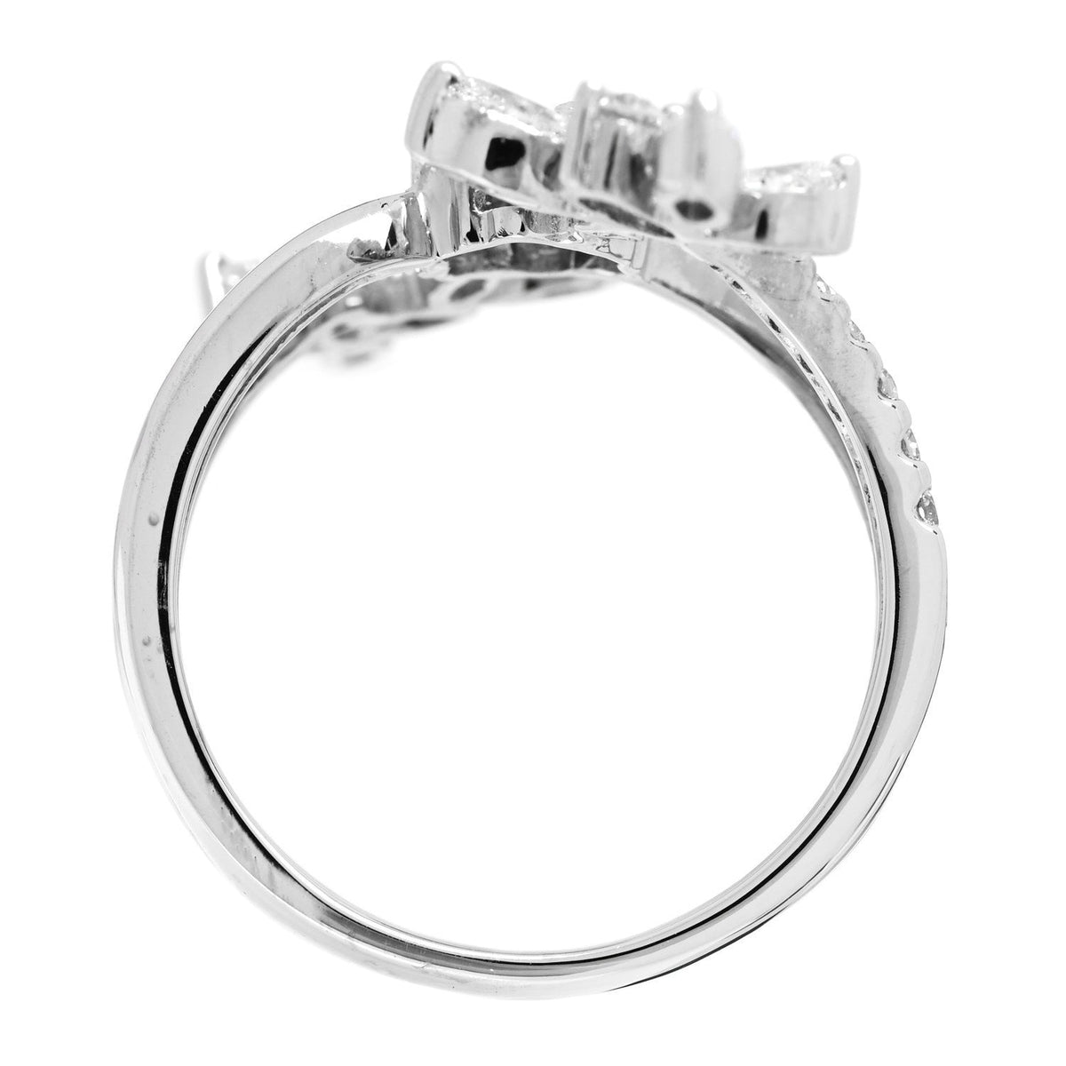 18K White Gold Diamond 1.35ctw Floral Butterfly Ring  56 7.5