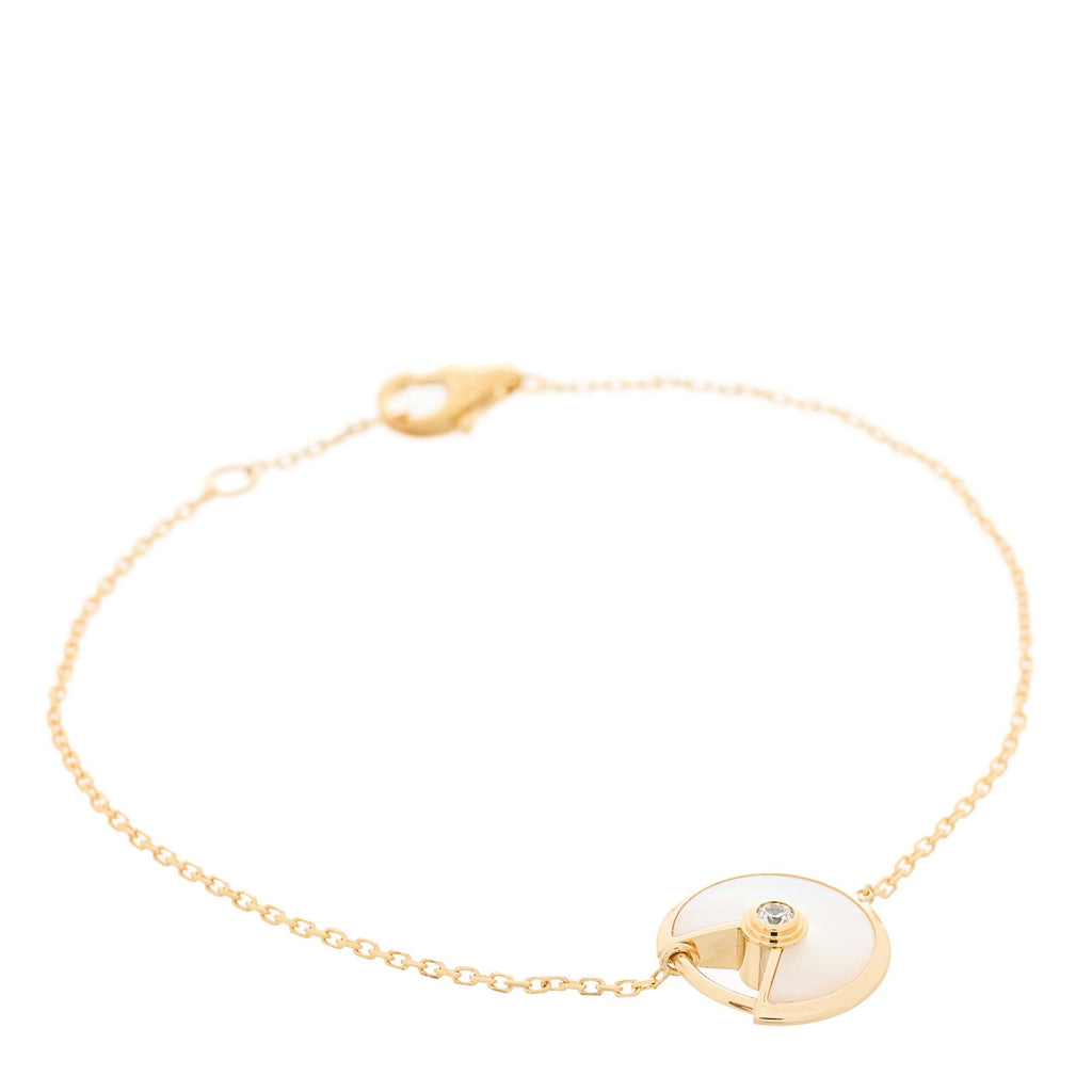 18K Yellow Gold Diamond Mother of Pearl Amulette de Cartier Bracelet
