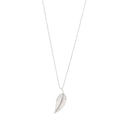 18K White Gold Large Leaf Pendant Necklace