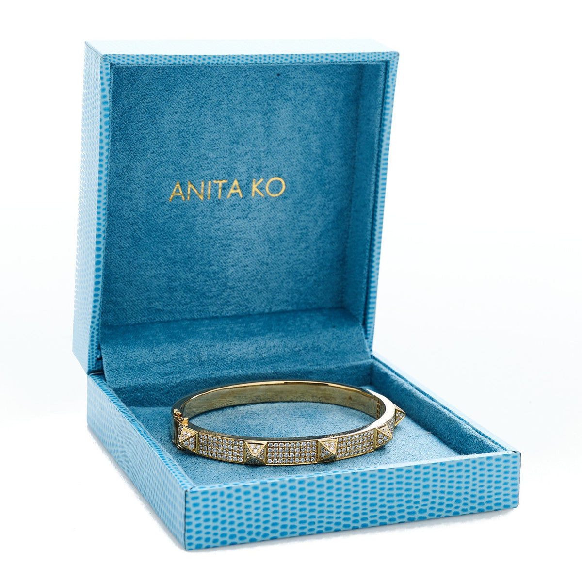 18K Rose Gold Diamond Spikes Oval Bangle Bracelet