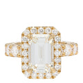 18K Yellow Gold Diamond 4.94ct Emerald Cut Halo Engagement Ring 51 5.75