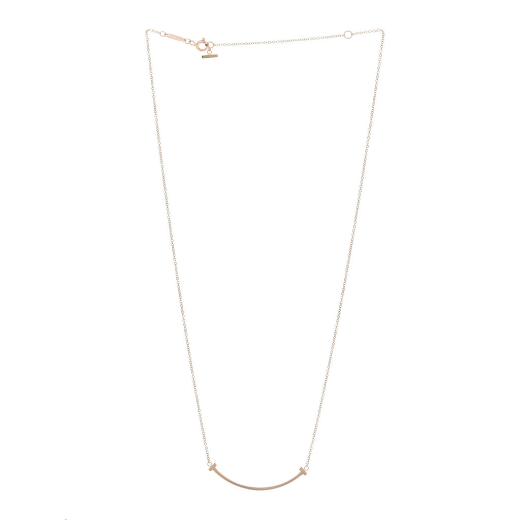 18K Rose Gold Small T Smile Pendant Necklace