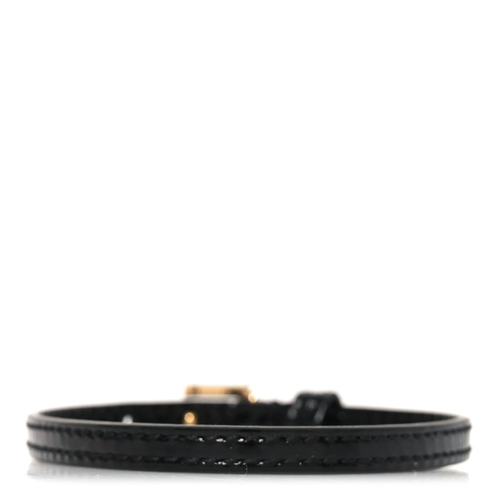 Patent Calfskin Metal Square G Bracelet M Black Gold