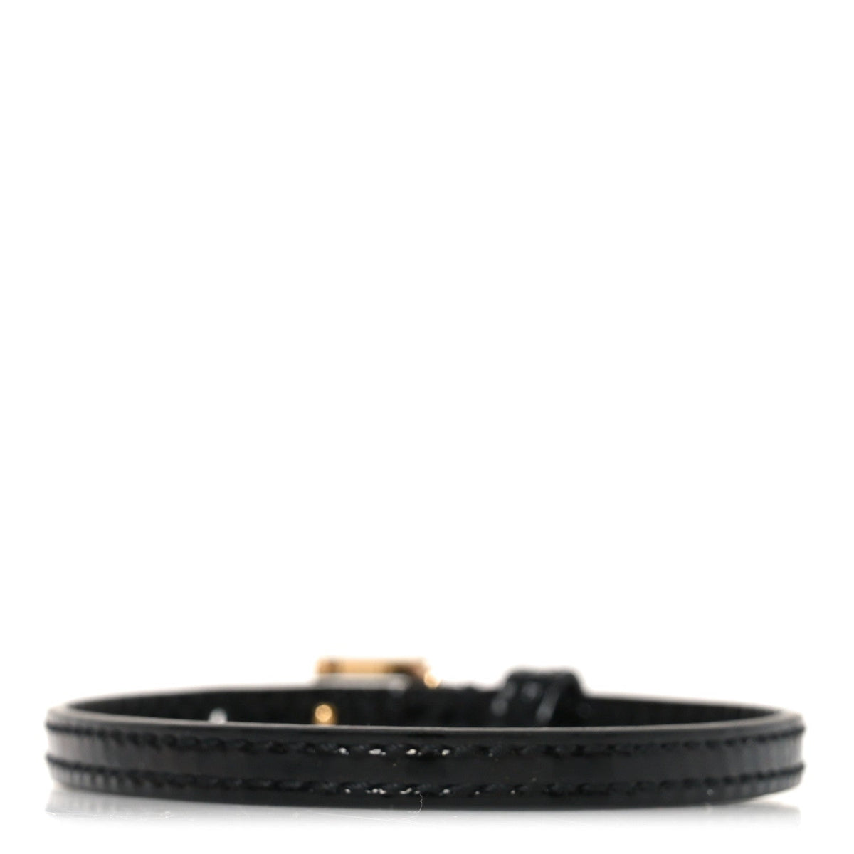 Patent Calfskin Metal Square G Bracelet M Black Gold
