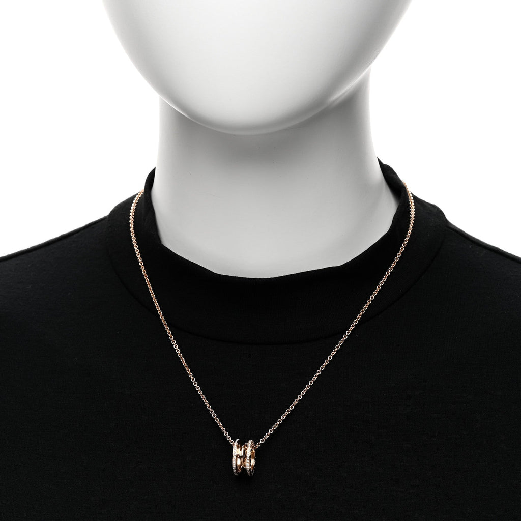18K Rose Gold Diamond B.Zero1 Open Legends Pendant Necklace