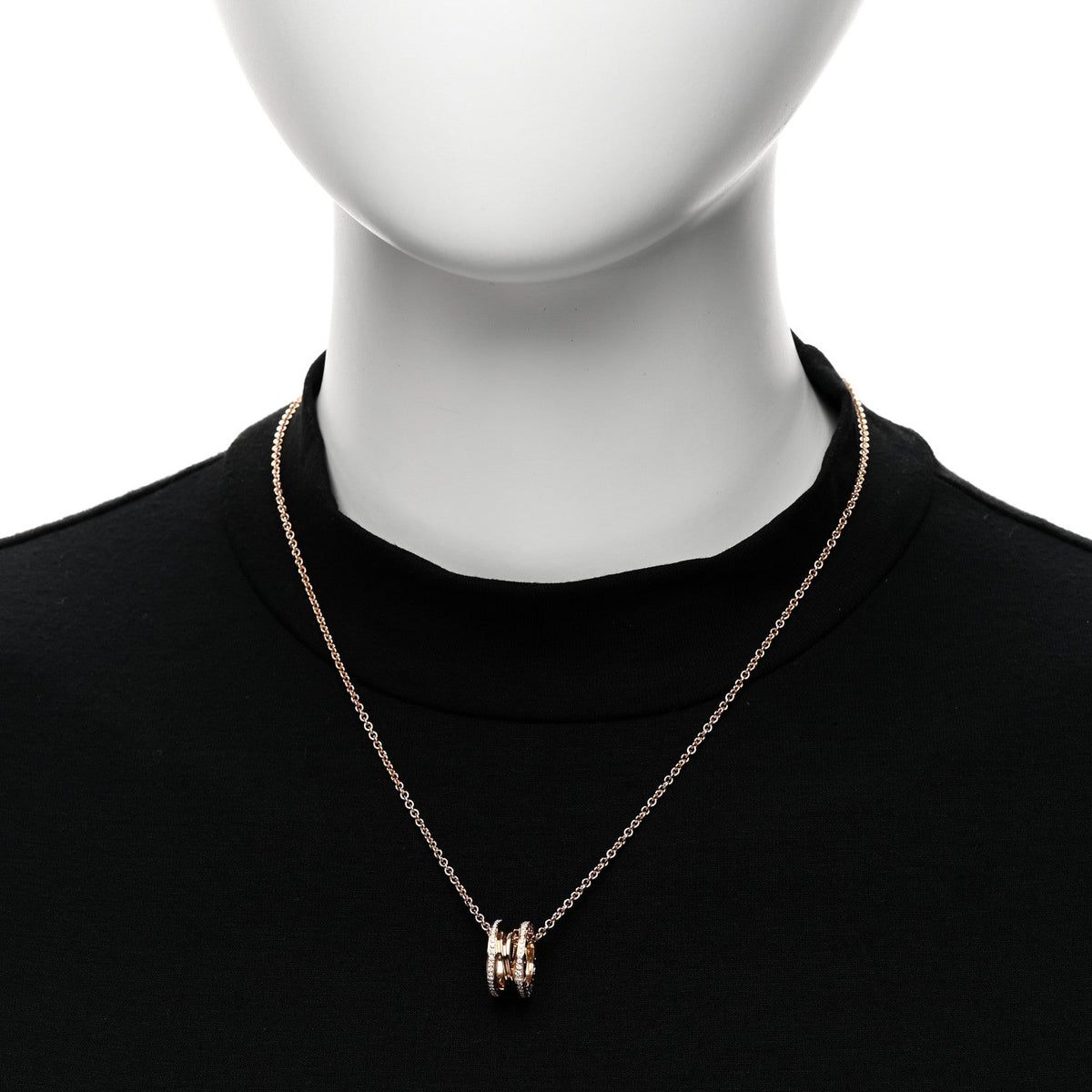 18K Rose Gold Diamond B.Zero1 Open Legends Pendant Necklace
