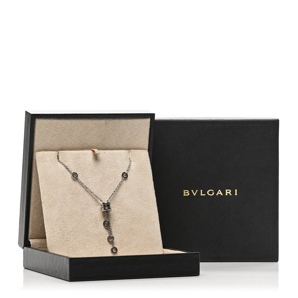 18K White Gold Diamond B.Zero1 Drop Necklace