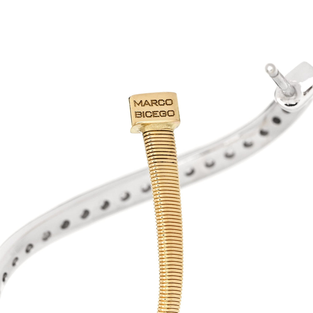 18K Yellow White Gold Diamond Marrakech Coil Hoop Earrings