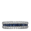 Platinum Diamond Blue Sapphire 0.50ctw Three Row Ring 53 6.5