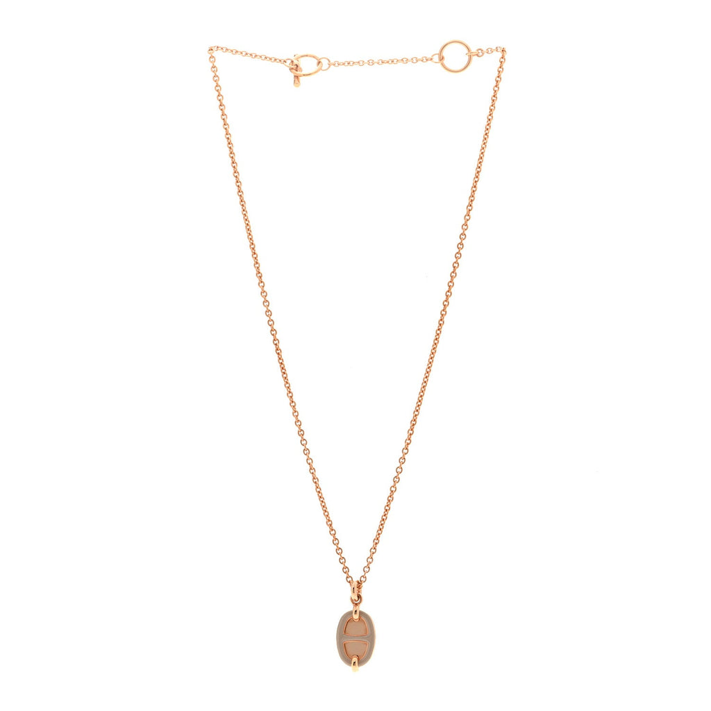 Metal Enamel Mini Maillon Pendant Necklace Marron Glace