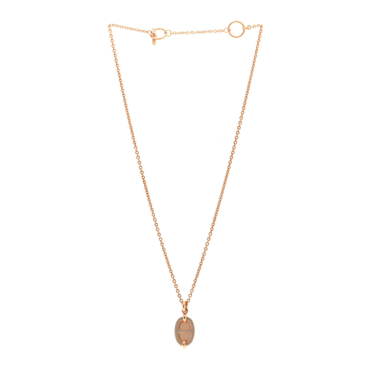 Metal Enamel Mini Maillon Pendant Necklace Marron Glace