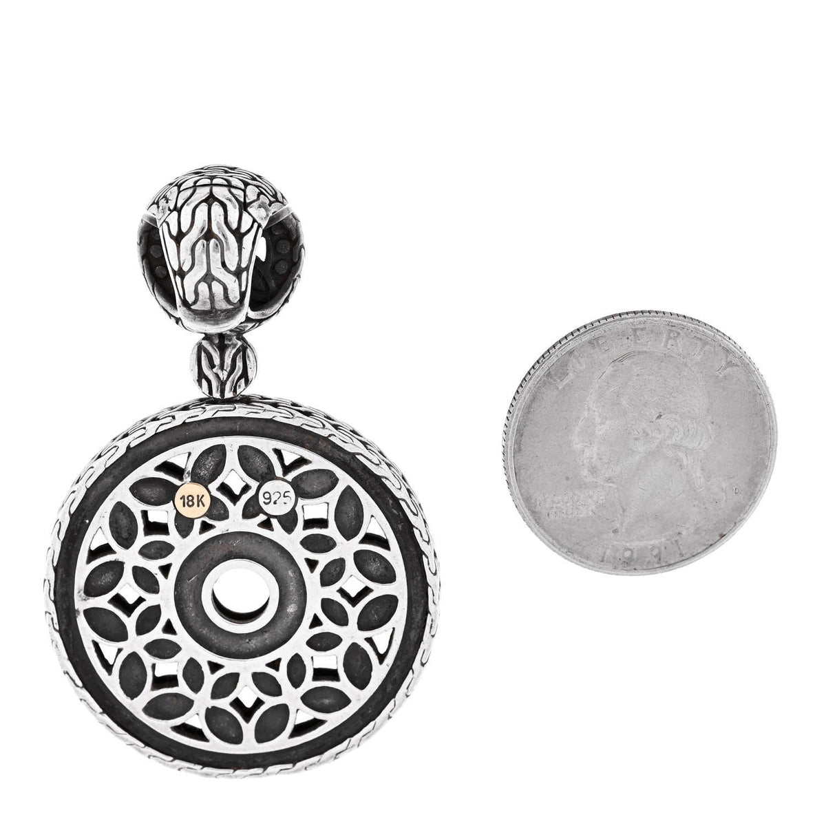 Sterling Silver 18K Yellow Gold Batu Kawang Round Pendant