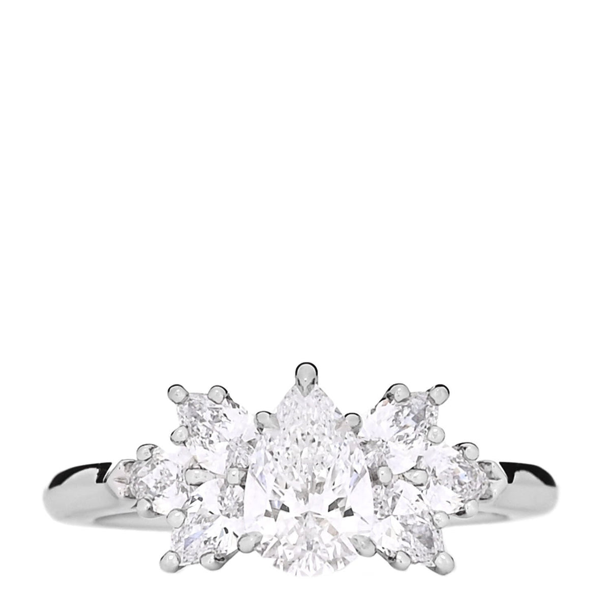 Platinum Diamond .57ct Pear Cluster Engagement Ring 47 4.25