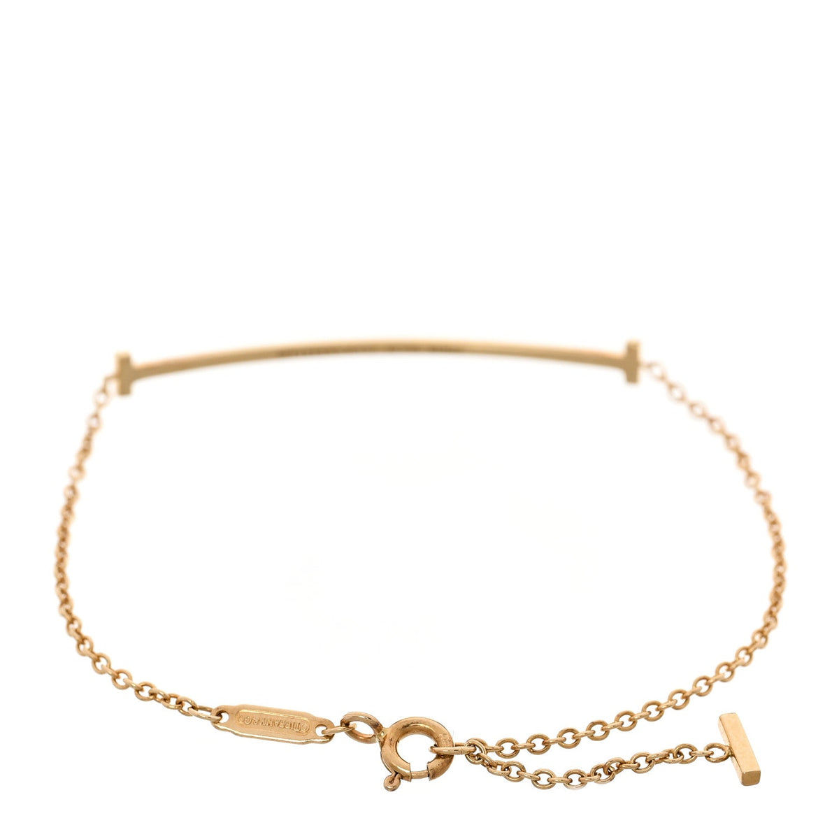 18K Yellow Gold Diamond Small T Smile Bracelet