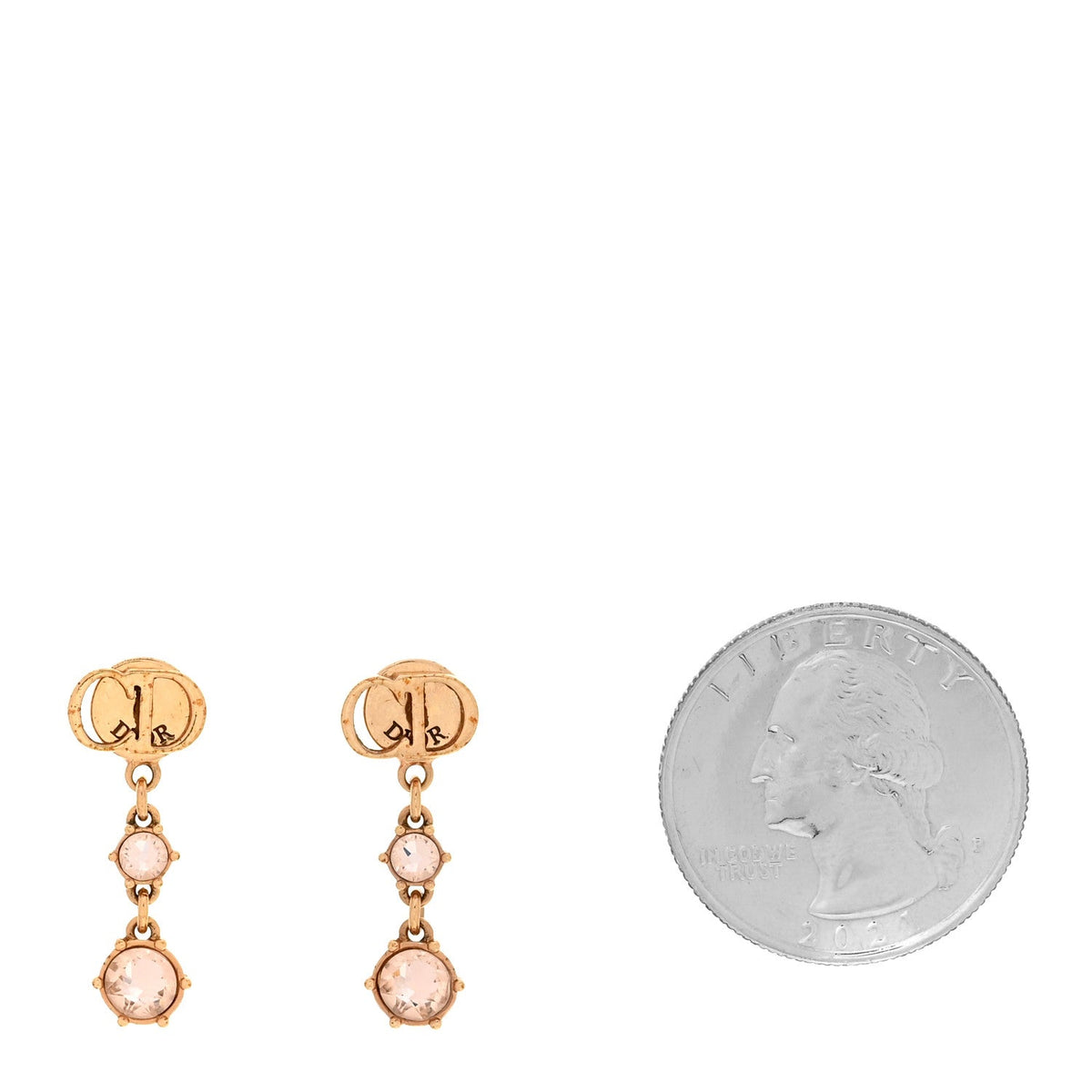 Crystal CD Drop Earrings Rose Gold Pink