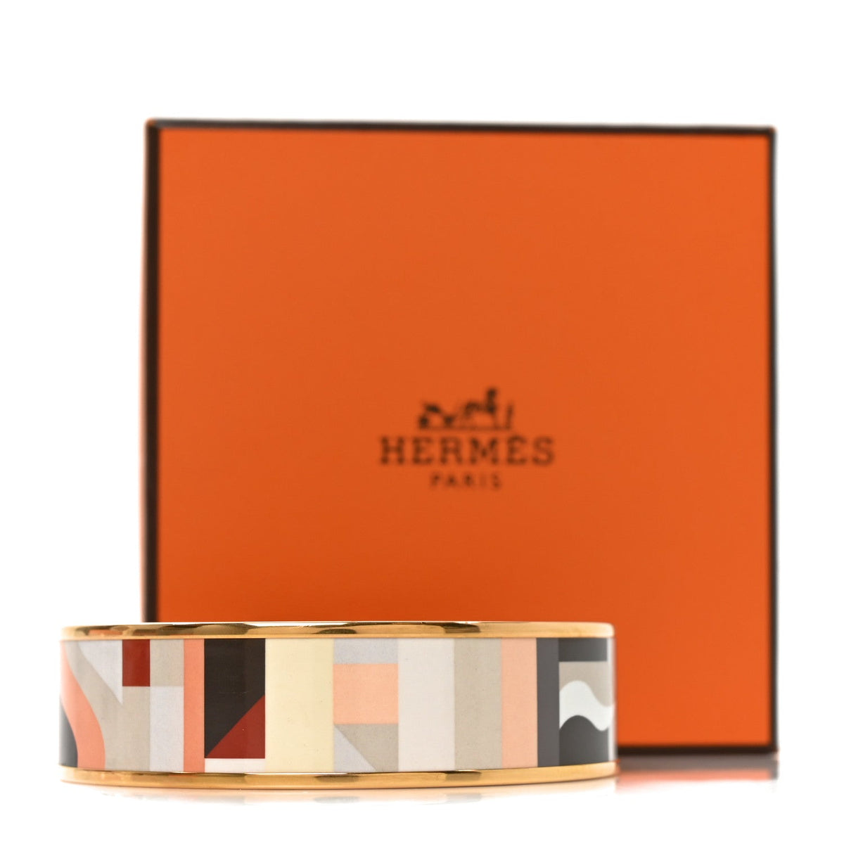Enamel Printed Perspective Cavaliere Wide Bracelet 62 Rose Gold