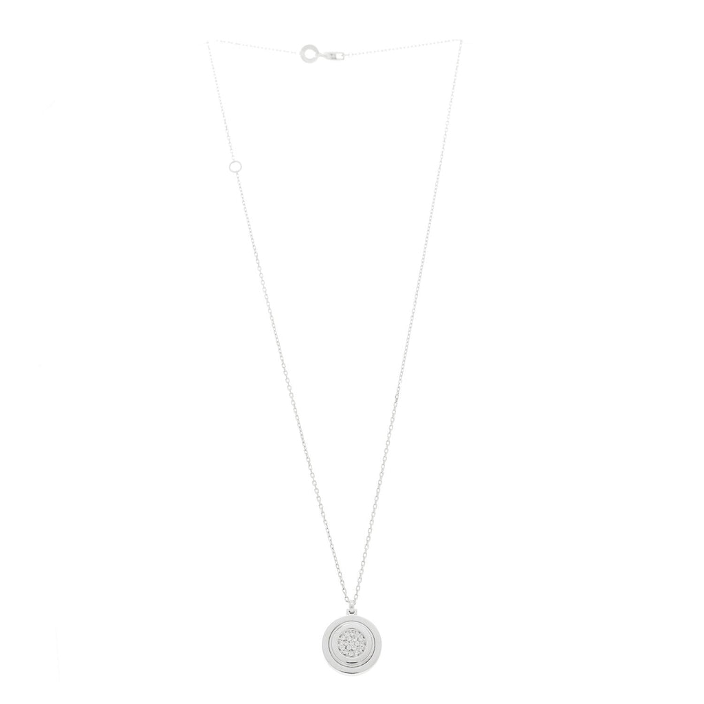 18K White Gold Diamond Orbital Pendant Necklace