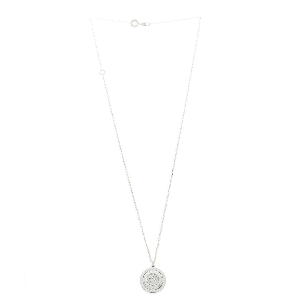 18K White Gold Diamond Orbital Pendant Necklace