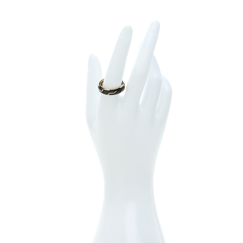 18K Yellow Gold 6mm Forged Carbon Band Ring 58 8.5