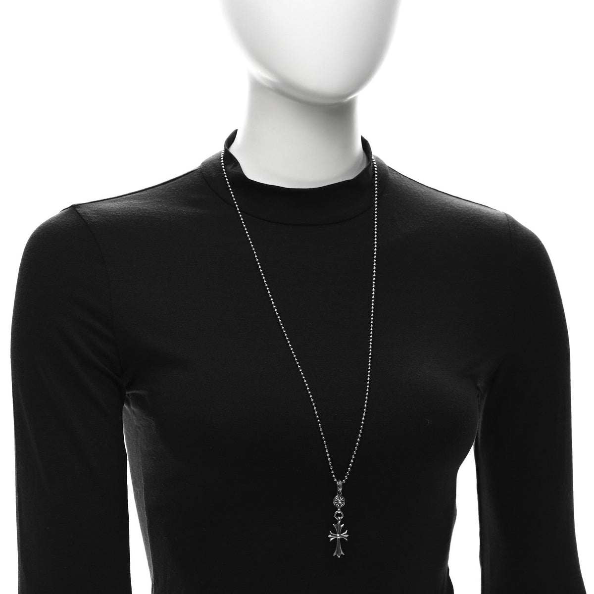 Sterling Silver Tiny CH Cross Ball Pendant Necklace
