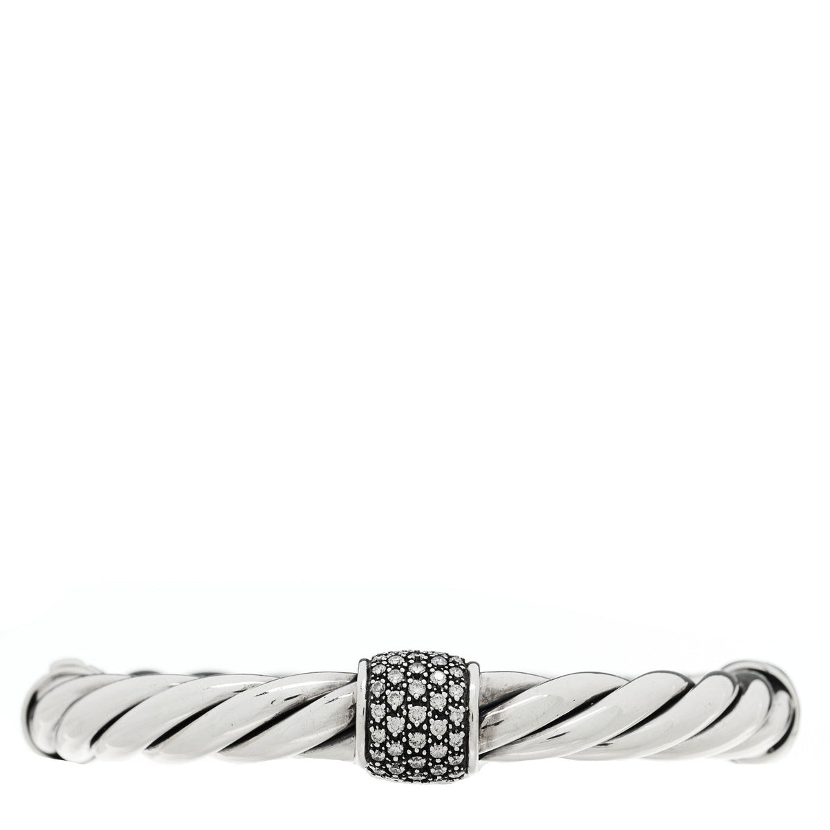 Sterling Silver Diamond Midnight Melange Station Bangle Bracelet
