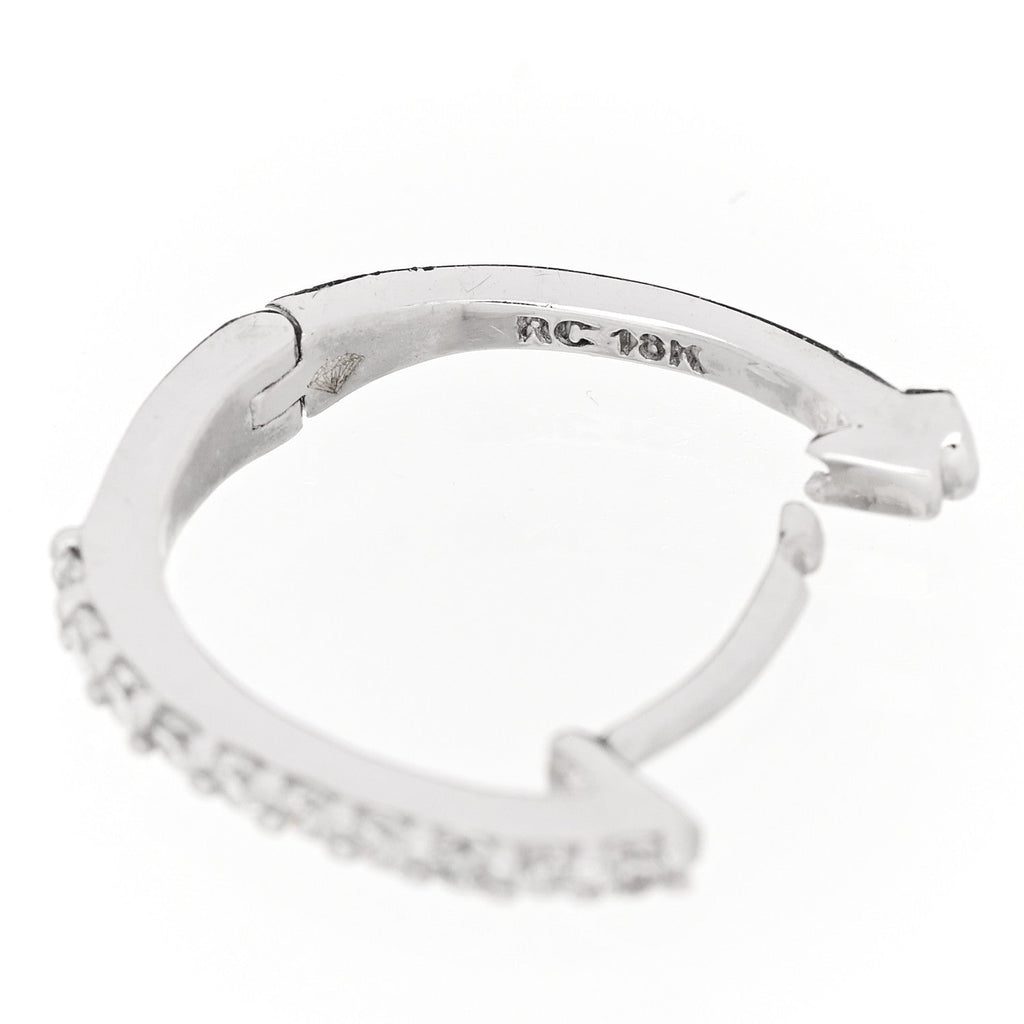 18K White Gold Diamond Pave Huggie Earrings