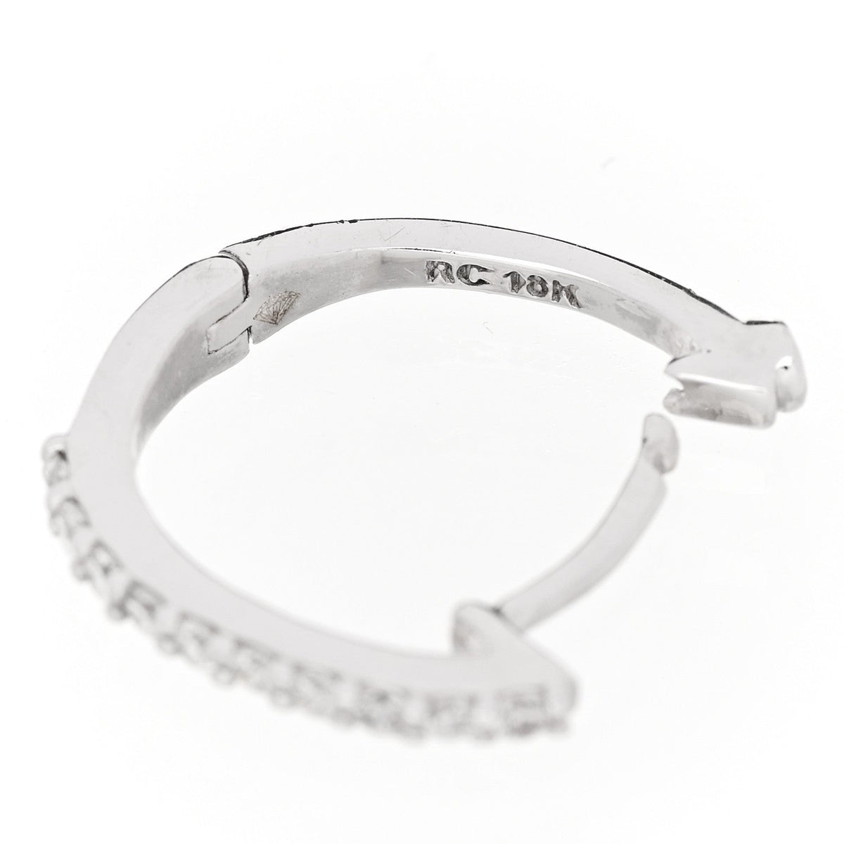 18K White Gold Diamond Pave Huggie Earrings