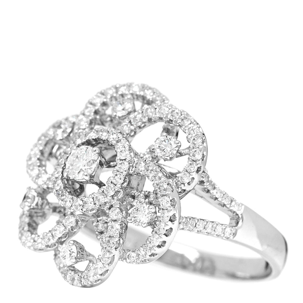 18K White Gold Diamond 1.24ctw Flower Ring 59 8.75