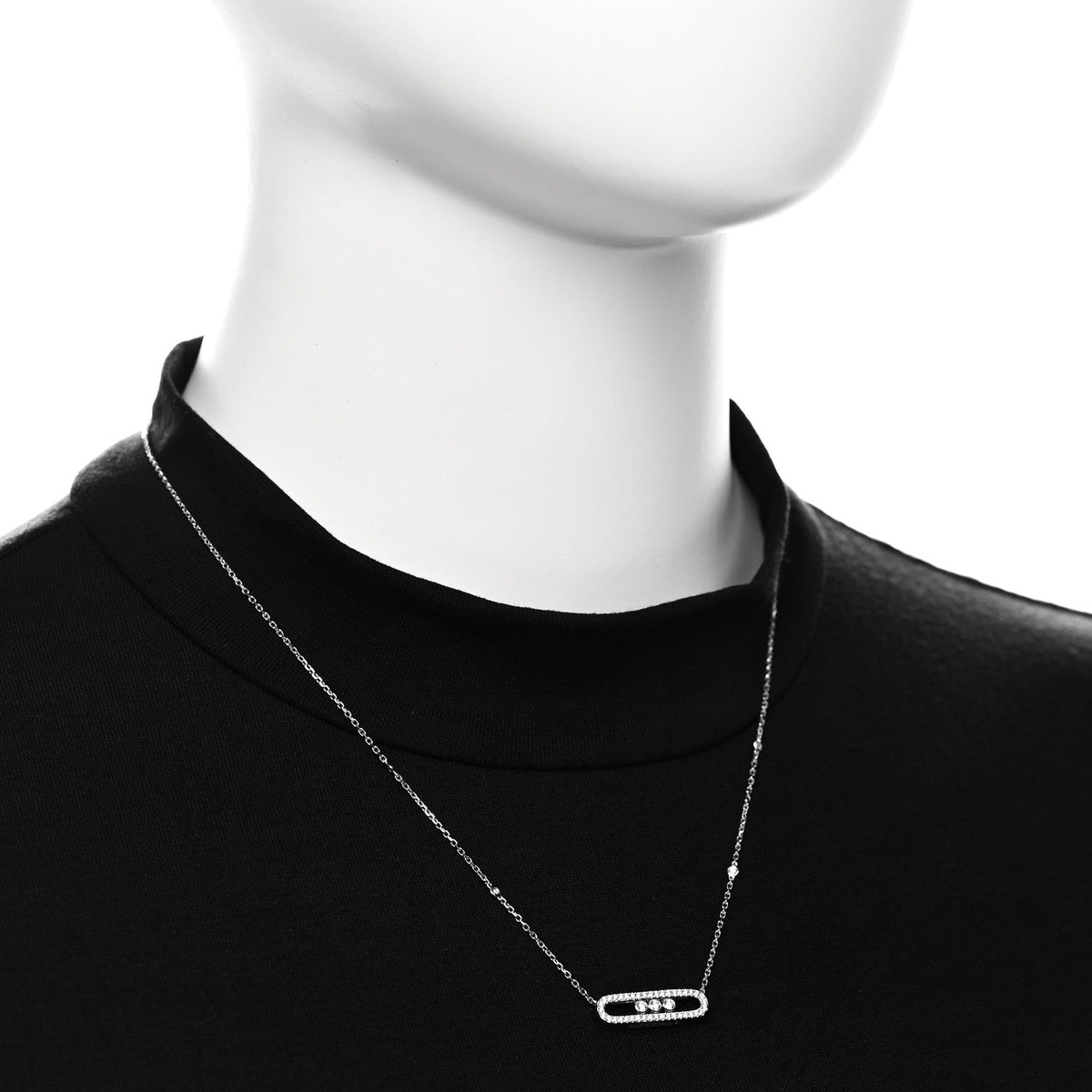 18K White Gold Diamond Baby Move Pave Necklace