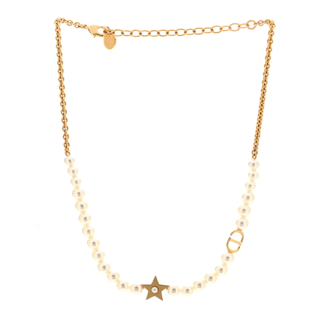 Pearl CD Star Choker Necklace Gold