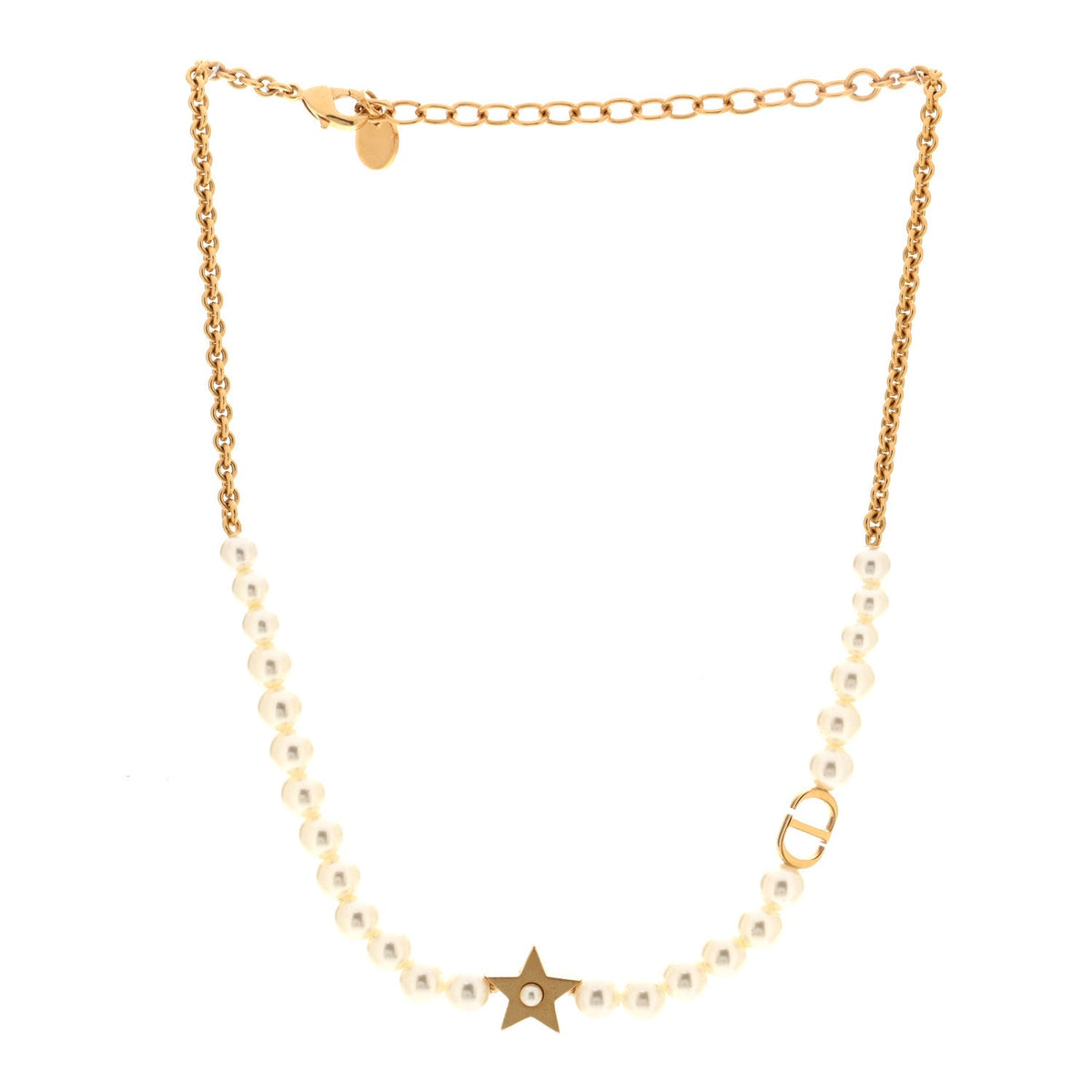 Pearl CD Star Choker Necklace Gold