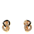 Crystal Enamel Chain Link Clip On Earrings Gold Black