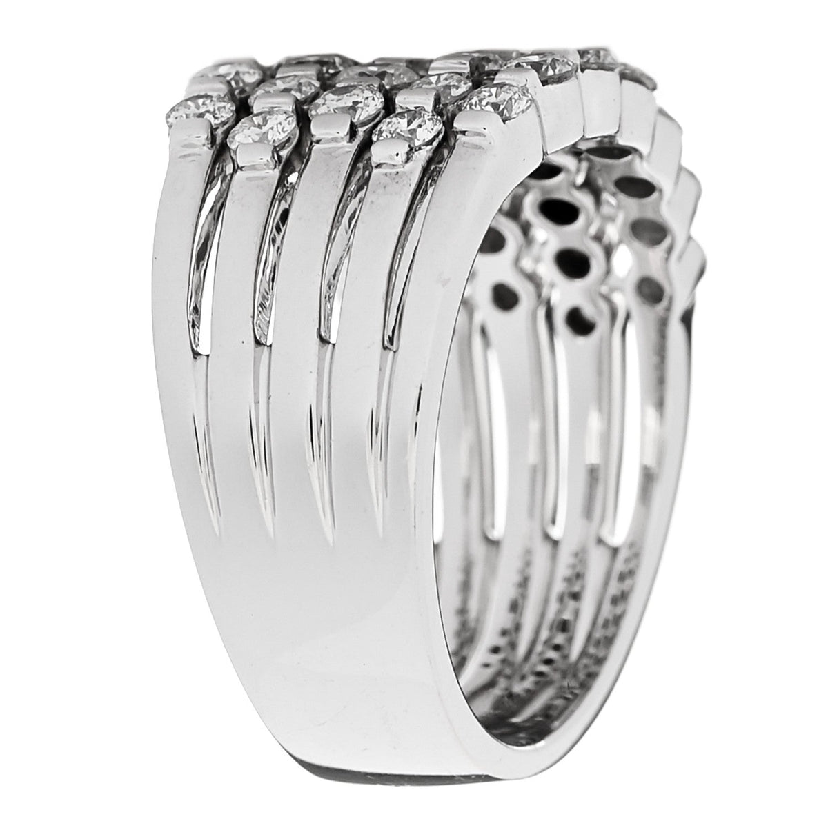 14K White Gold Diamond 1.90ctw Five Row Band Ring 53 6.25
