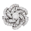 18K White Gold Diamond 1.80ctw Flower Spiral Cocktail Ring 52 6
