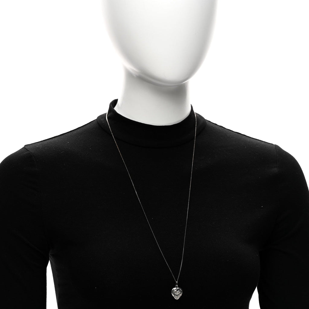 Metal Heart Necklace Silver